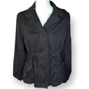 RELATIVITY BLACK STUDDED UTILITY JACKET SZ.S EUC